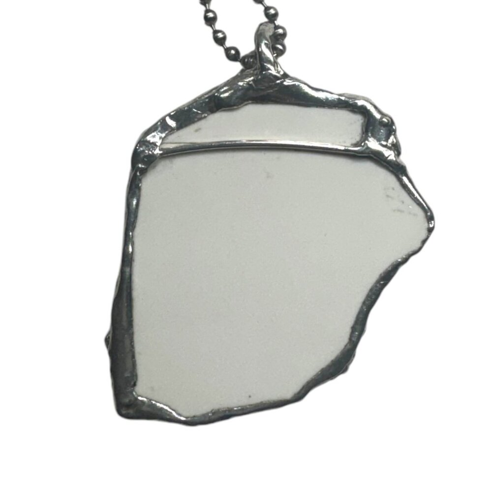 VNTG Holiday Broken China Teddy Bear w/ Presents Pendant Encased in Silver Bezel - Picture 5 of 14